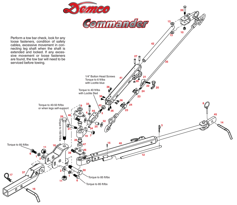 Demco Tow Bars Service Parts